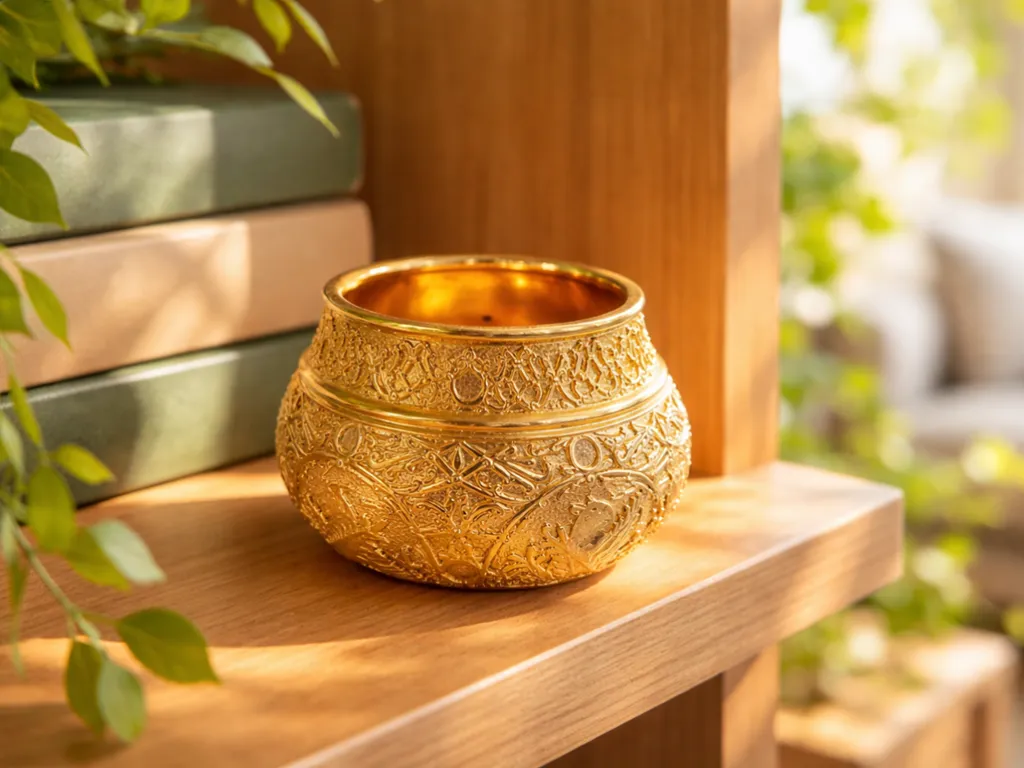 24 Karat Vergoldeter Ornamentierter Bronzebecher 3