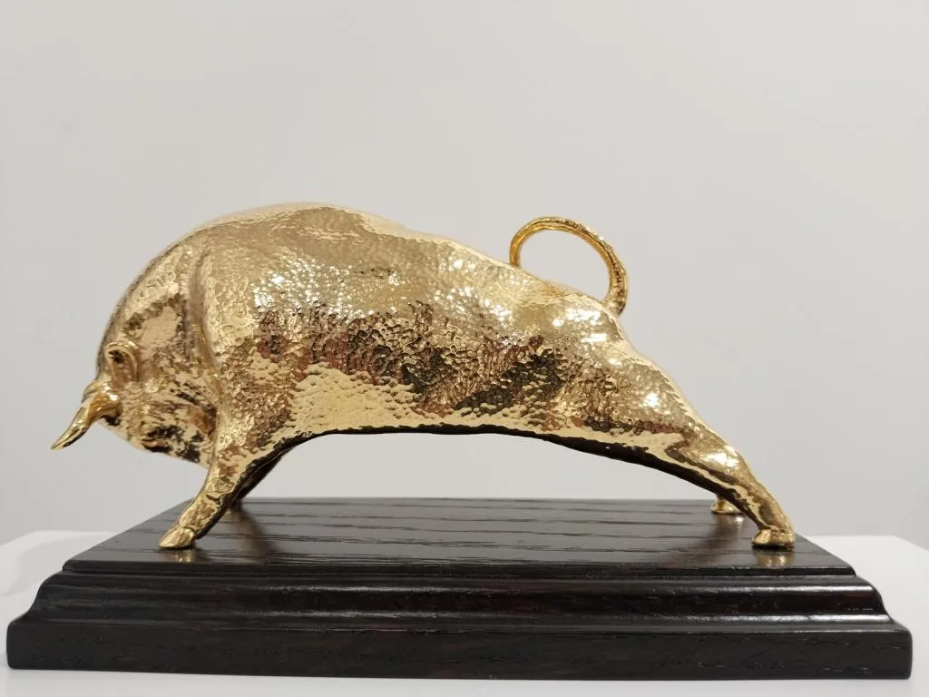 24k Gold Plated Bronze Bull Statue 6