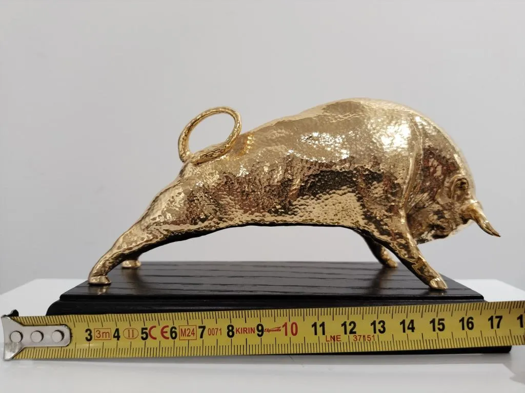 24k Gold Plated Bronze Bull Statue 8