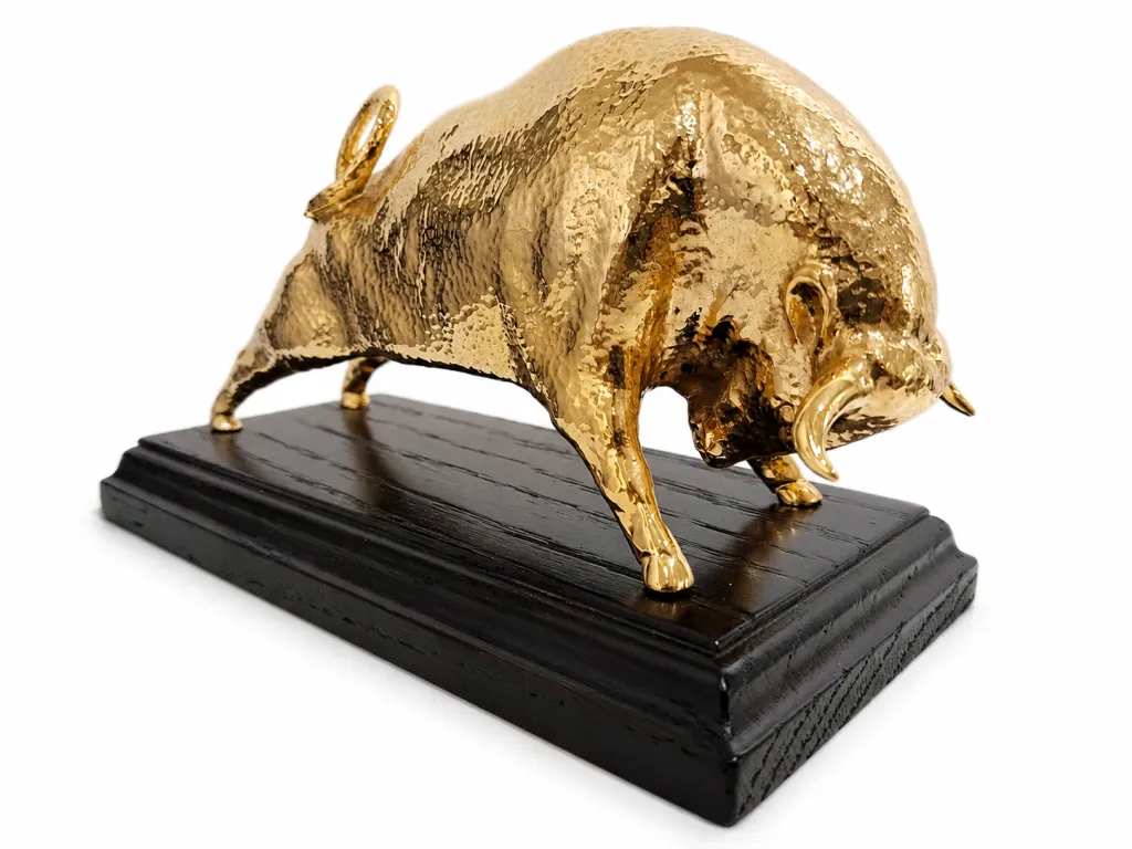 24k Gold Plated Bronze Bull Statue