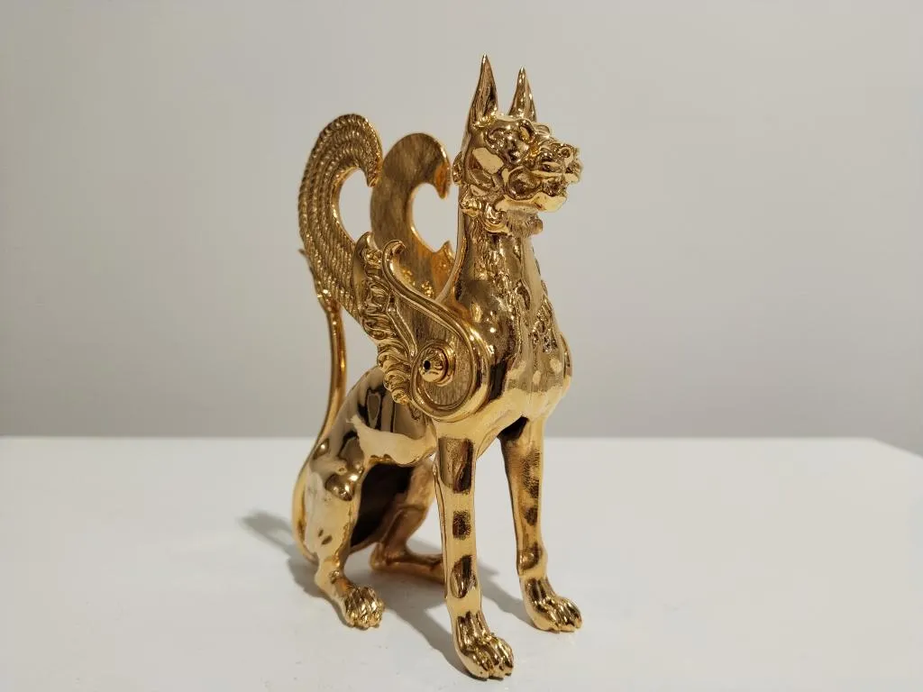 24k Gold Plated Griffin Bronze Figure 8