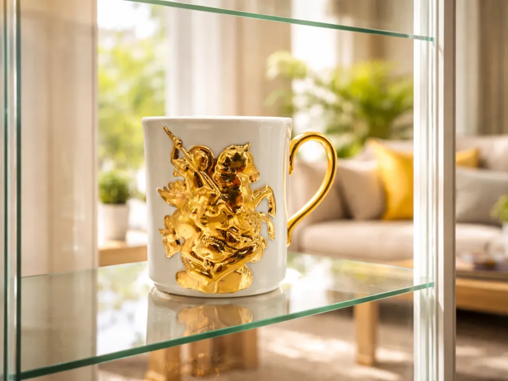 24K Gold Porzellanbecher Heiliger Georg 3