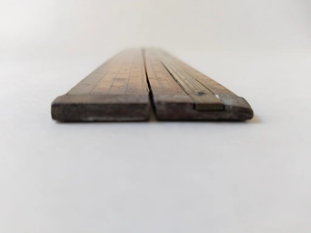 Boxwood Folding Rule with Brass Slides Two-Feet Two-Fold 16