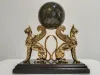 Brass Griffin Sculpture With Stone Orb 1