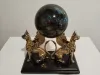 Brass Griffin Sculpture With Stone Orb 5