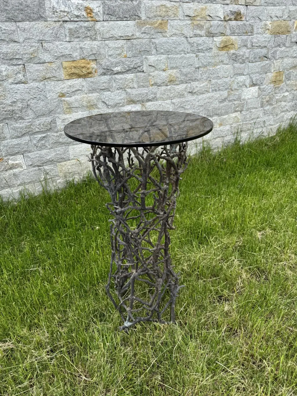 Designer Outdoor Side Table with Tempered Glass Top 3
