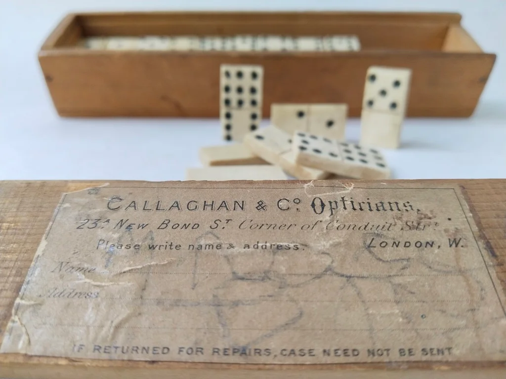 Domino 43 Bone Pieces Set Callaghan and Co Opticians 23a Bond Street London Antique Before 1875