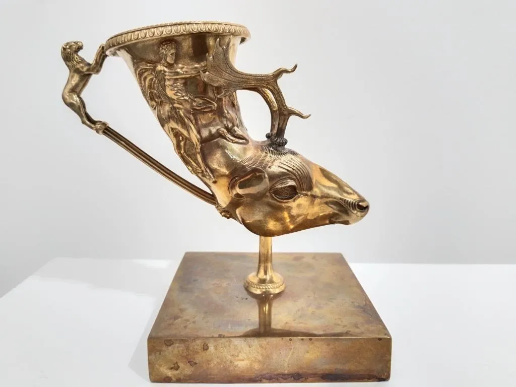 Greek Brass Rhyton With Stag Head 7