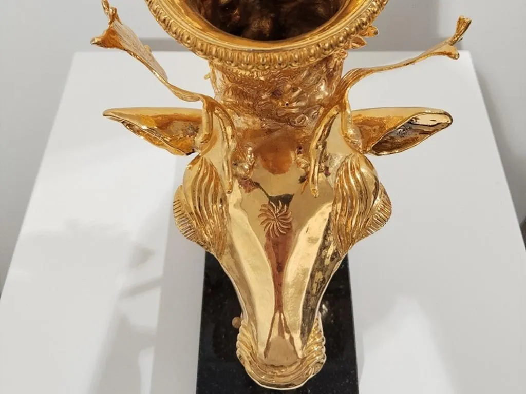 Greek Gold-Plated Silver Rhyton with Stag Head 4