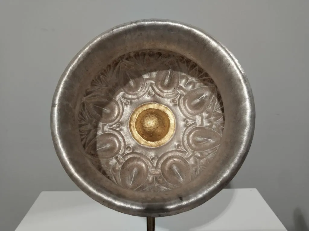Greek Silver Libation Bowl Phiale with Almond Motifs