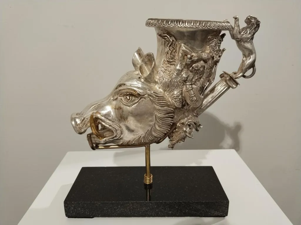 Greek Silver Rhyton mit Eberkopf