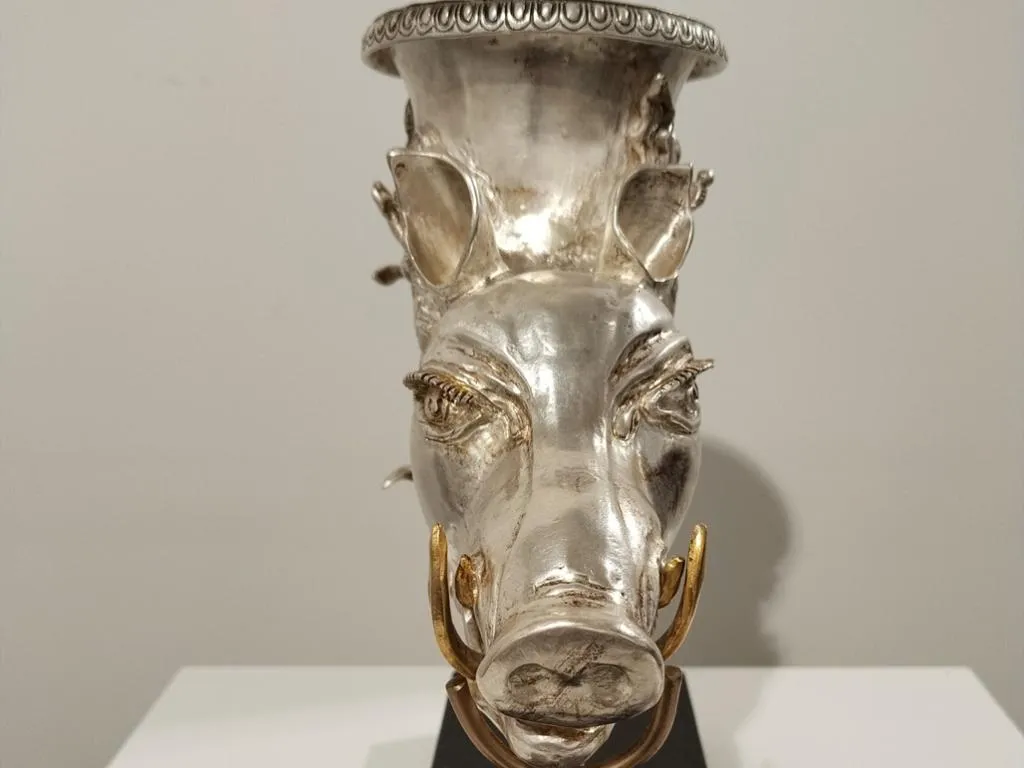 Greek Silver Rhyton with Boar Protome 2