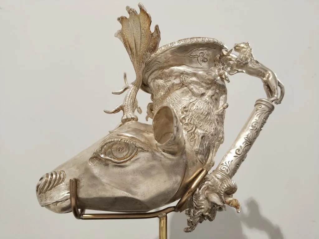 Greek Silver Rhyton with Stag Head