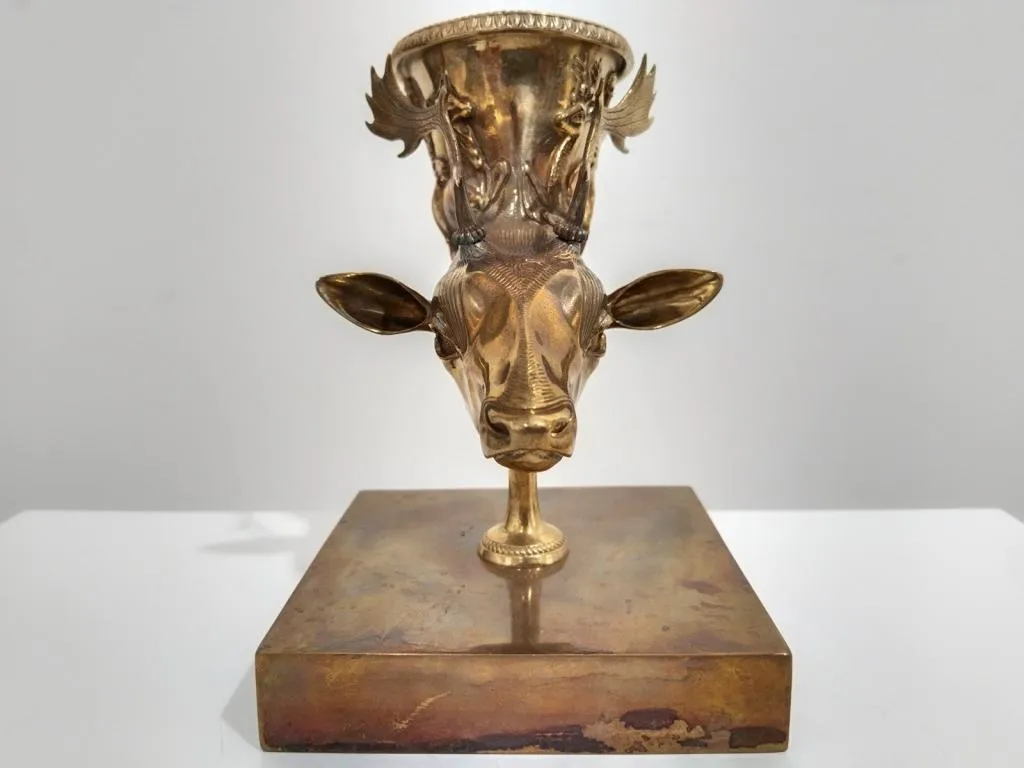 Griechisches Messing Rhyton mit Hirschkopf 4