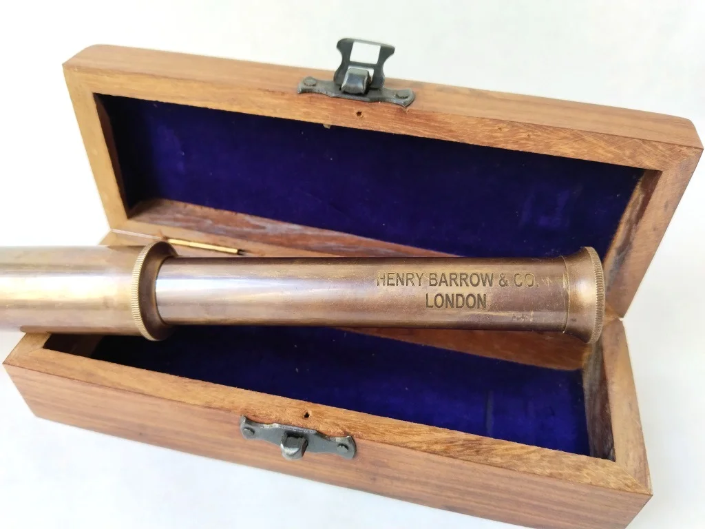 Henry Barrow Co London Spyglass Telescope In Wooden Box 1