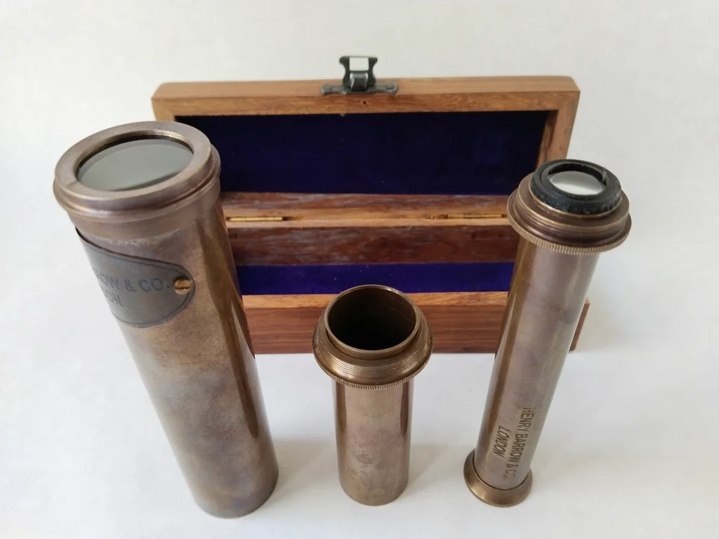 Henry Barrow Co London Spyglass Telescope In Wooden Box 10