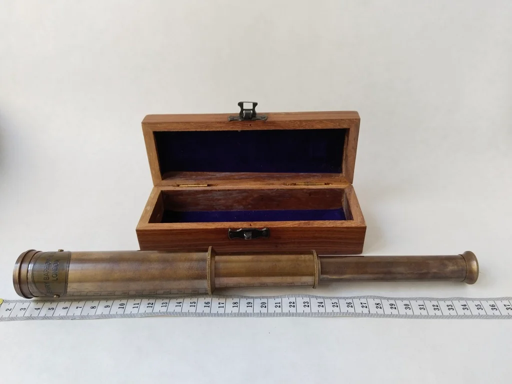 Henry Barrow Co London Spyglass Telescope In Wooden Box 13