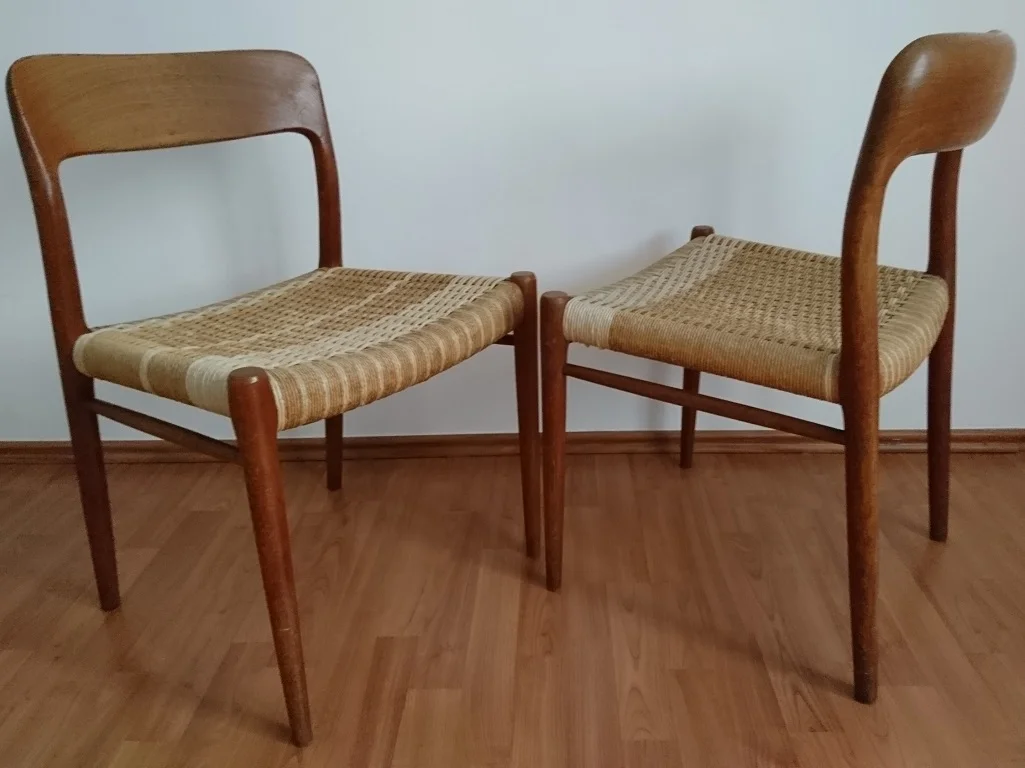 Niels Otto Möller Stuhl Modell 75 1950er 2er Set 4
