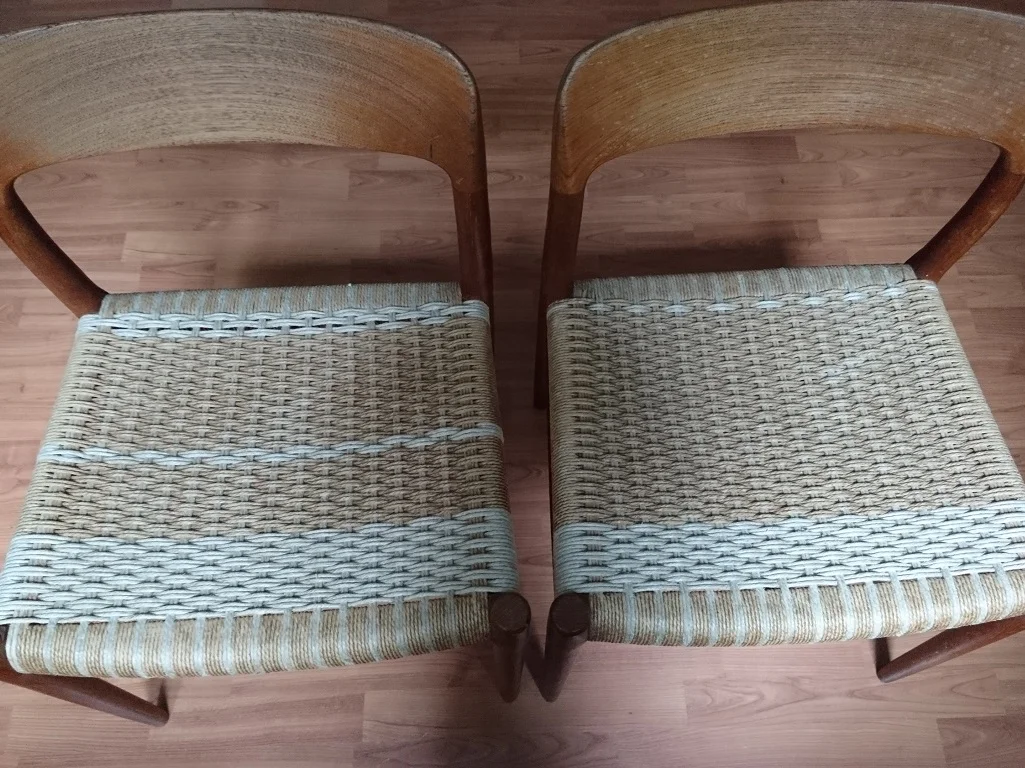 Niels Otto Möller Stuhl Modell 75 1950er 2er Set 7