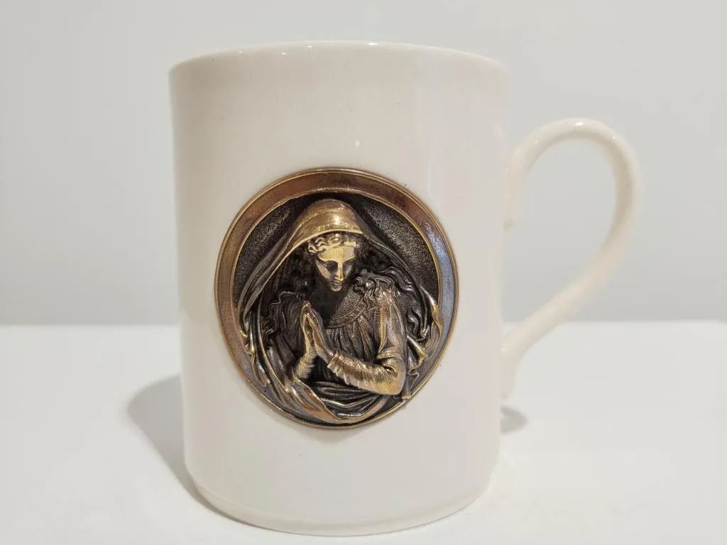 Porcelain Mug With Bronze Virgin Mary 1