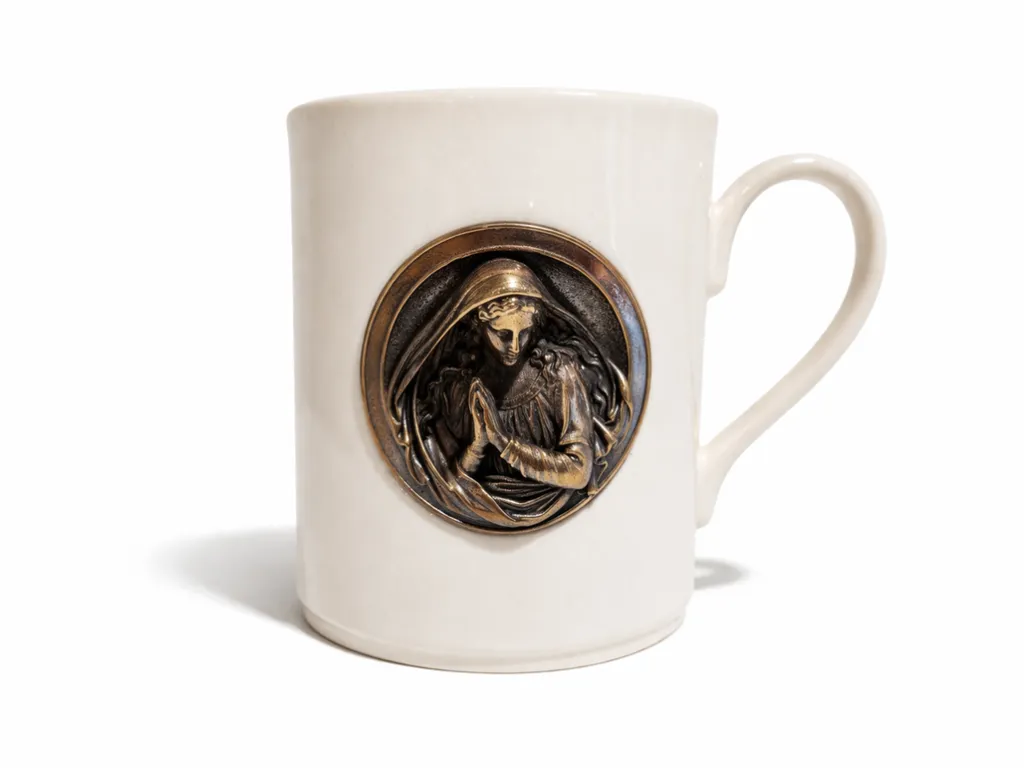 Porcelain Mug With Bronze Virgin Mary