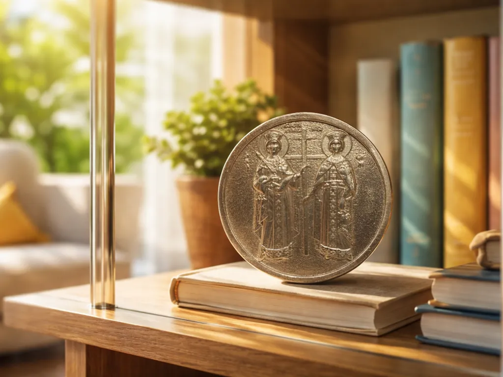 Silbermedaille Feinsilber 999 Heilige Konstantin und Helena 3