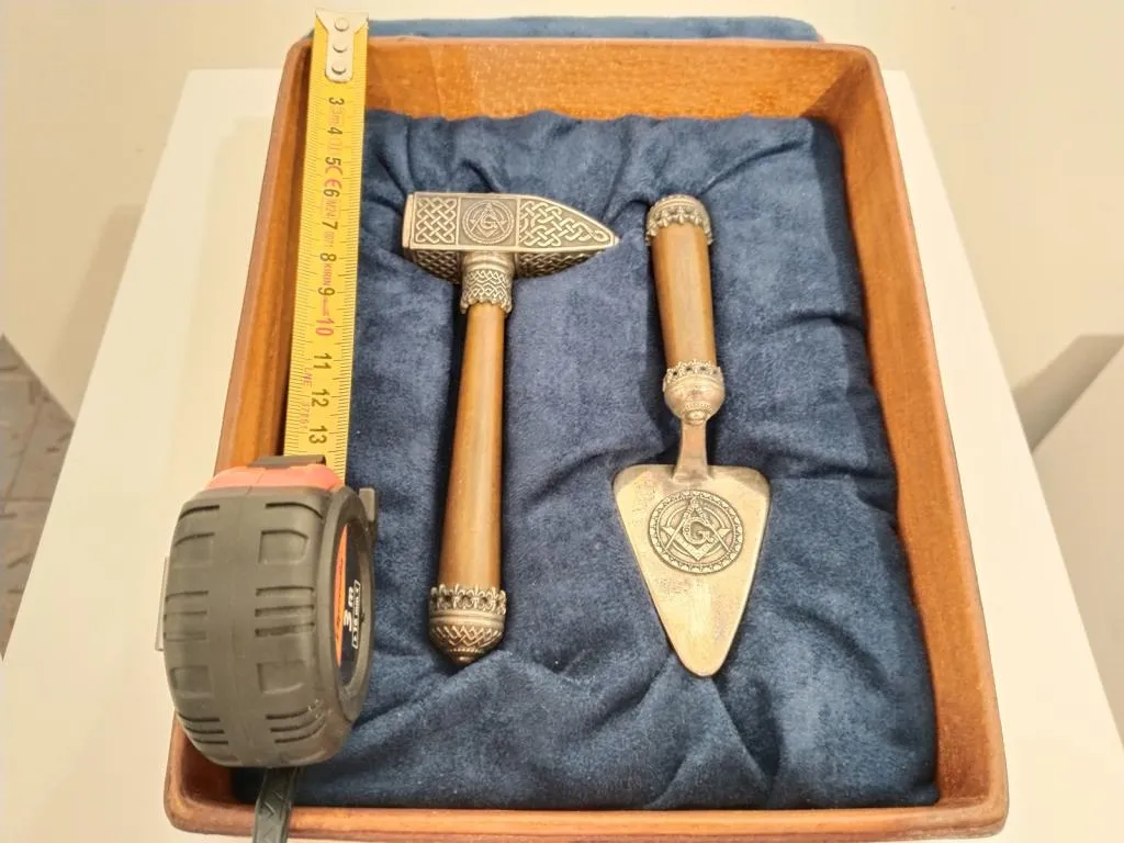 Silver Masonic Gavel and Trowel 11