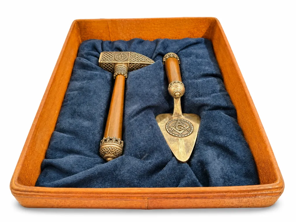 Silver Masonic Gavel and Trowel