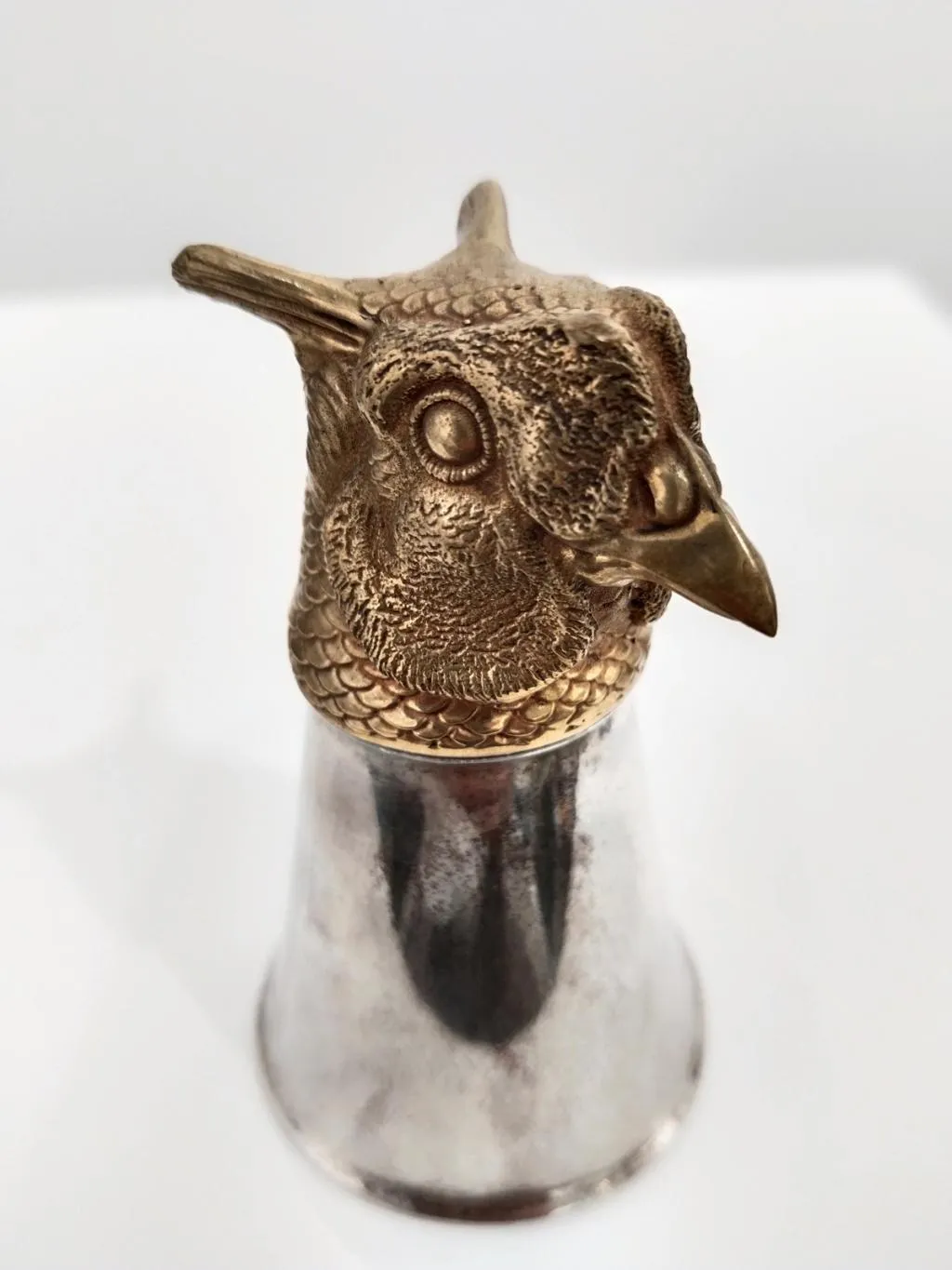 Silver Stirrup Cup With Owl Head 1