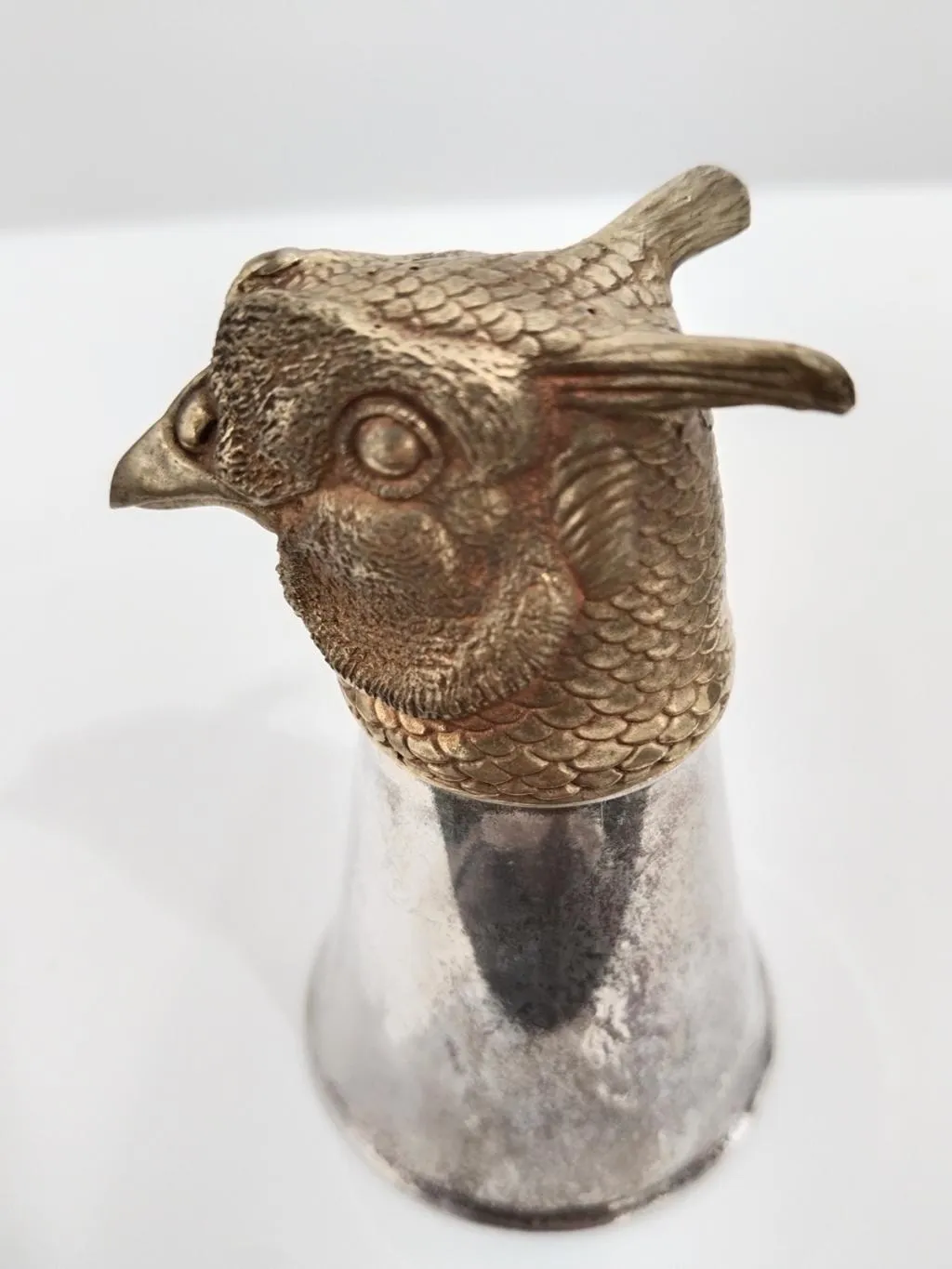 Silver Stirrup Cup With Owl Head 6
