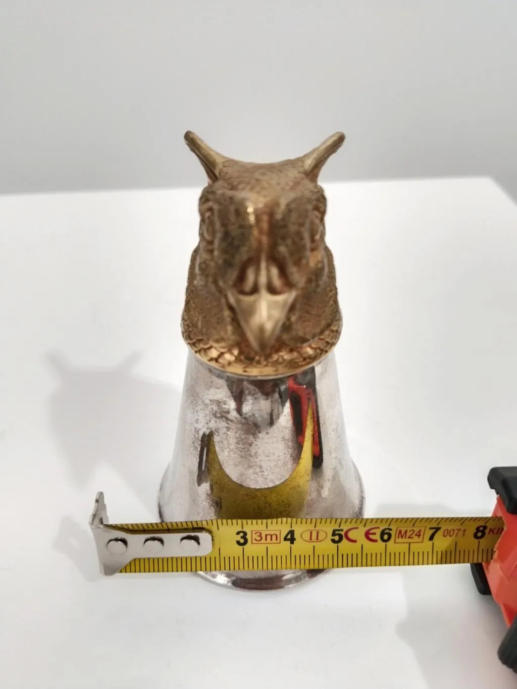 Silver Stirrup Cup With Owl Head 9