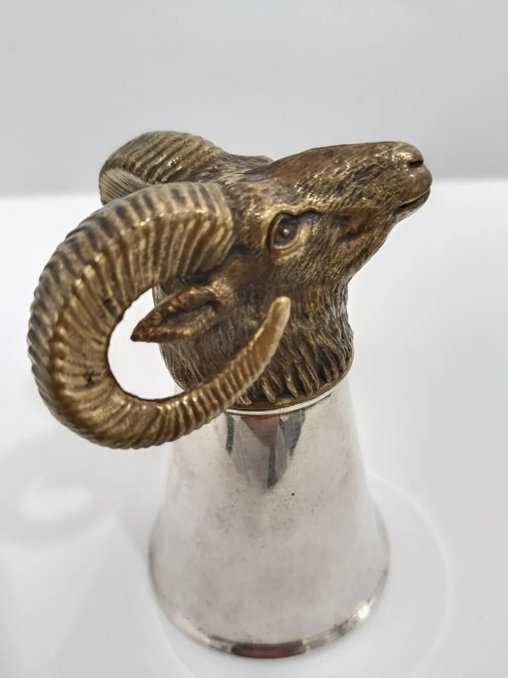Silver Stirrup Cup With Wild Ram Head 1