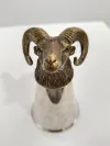 Silver Stirrup Cup With Wild Ram Head 4