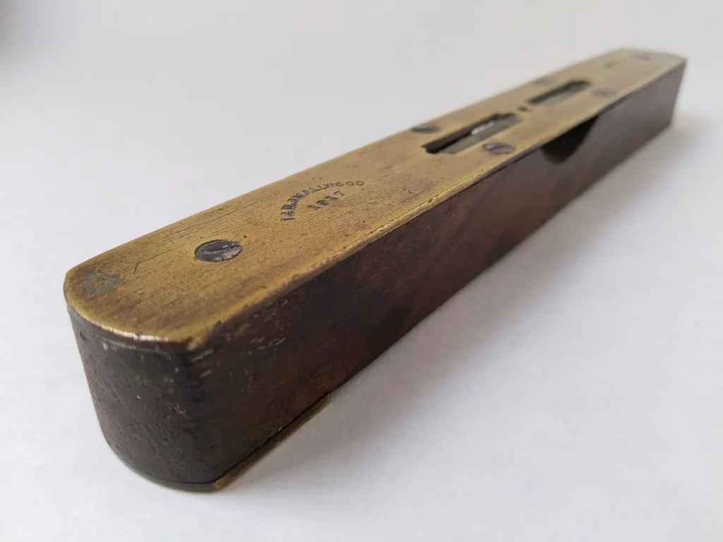 Spirit Level I&D Smallwood Brass and Wood Military Marked Antique 1917