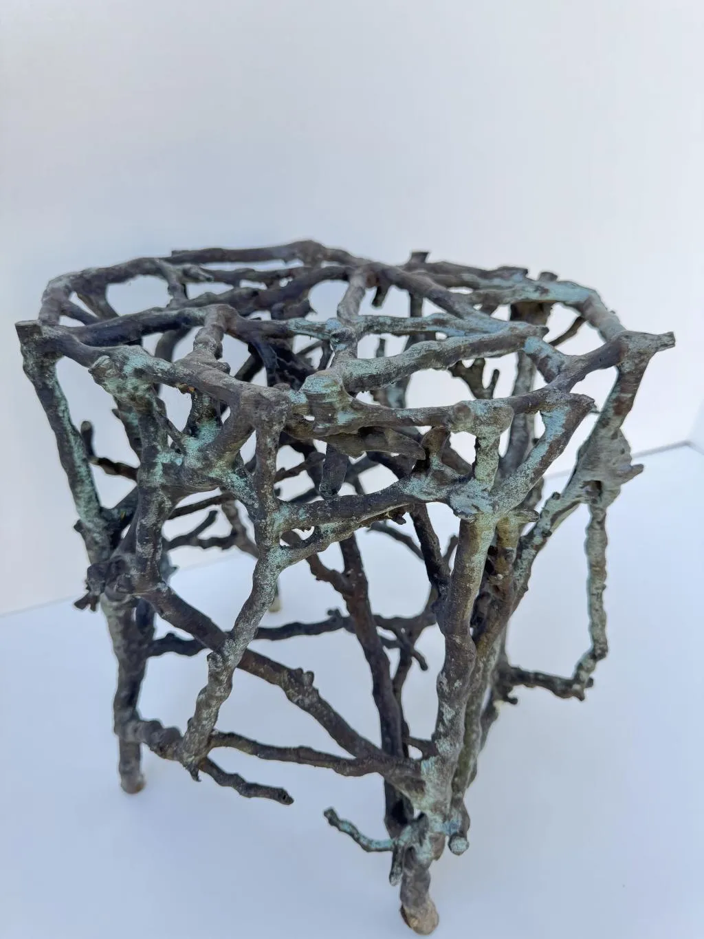 Twig Design Bronze Garden Stool 2