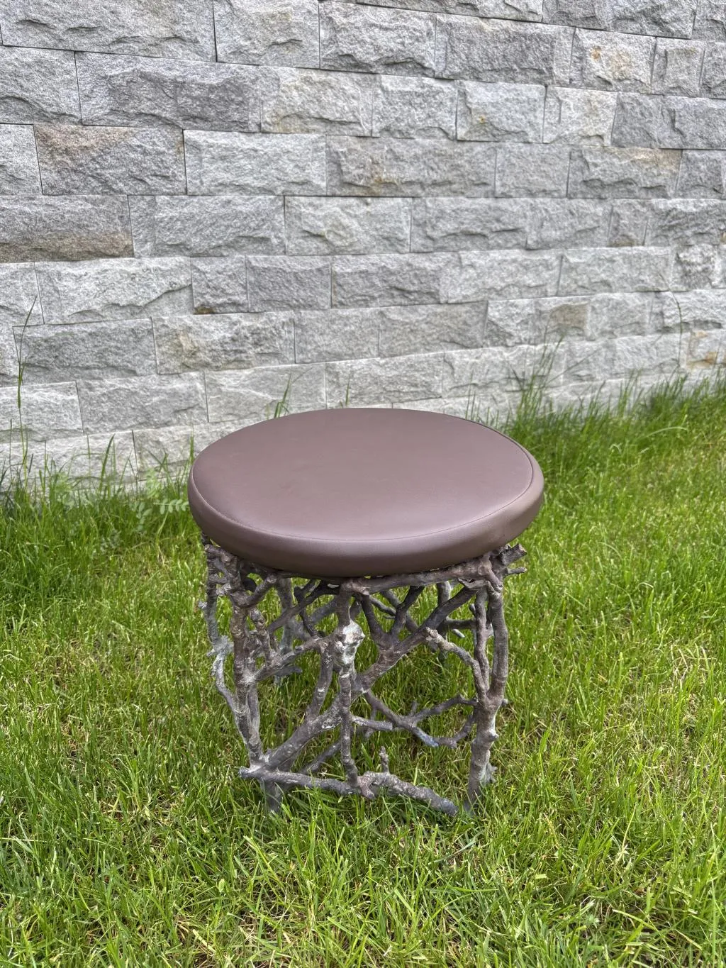 Twig Design Bronze Garden Stool 2 3