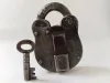 Vintage Handcrafted Lock Old Iron Padlock Original Key