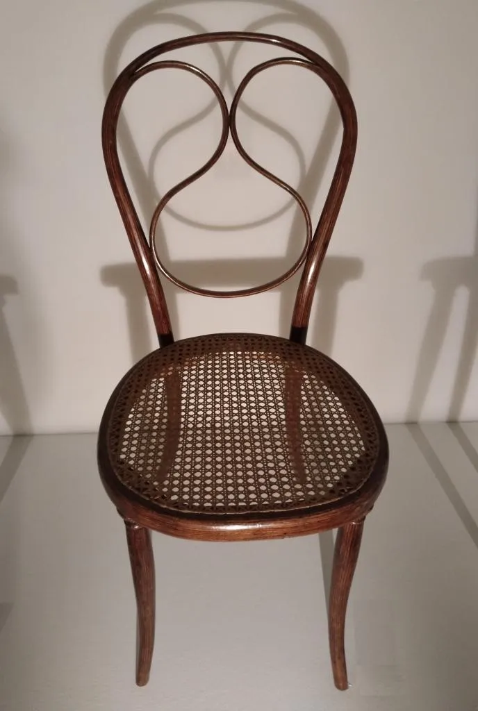 Thonet bentwood chair model no. 1 with cane seat, designed by Michael Thonet around 1850, produced by Gebrüder Thonet in Vienna circa 1861.
