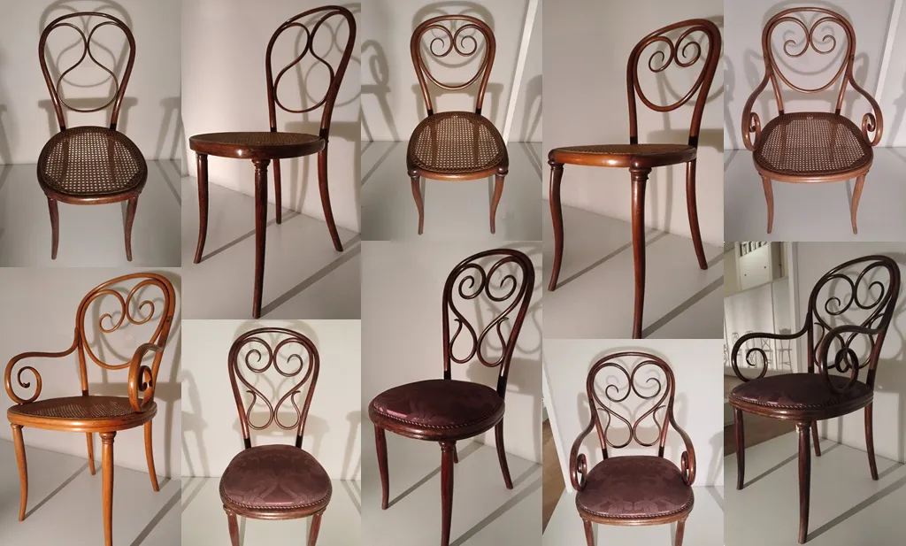 Thonet Chair and Armchair Model No. 1, 2 & 4